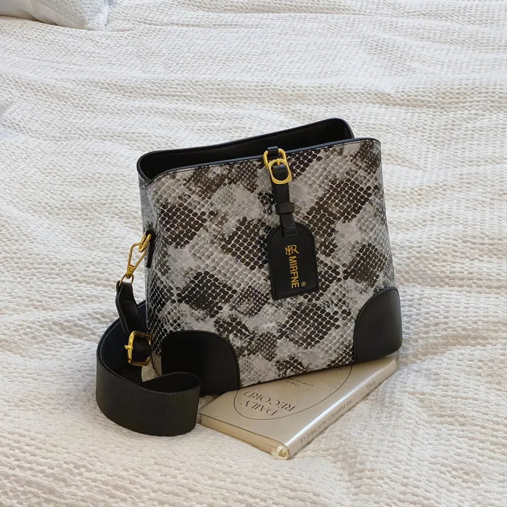 PU Leather Snakeskin Print Crossbody Bag - Image 2