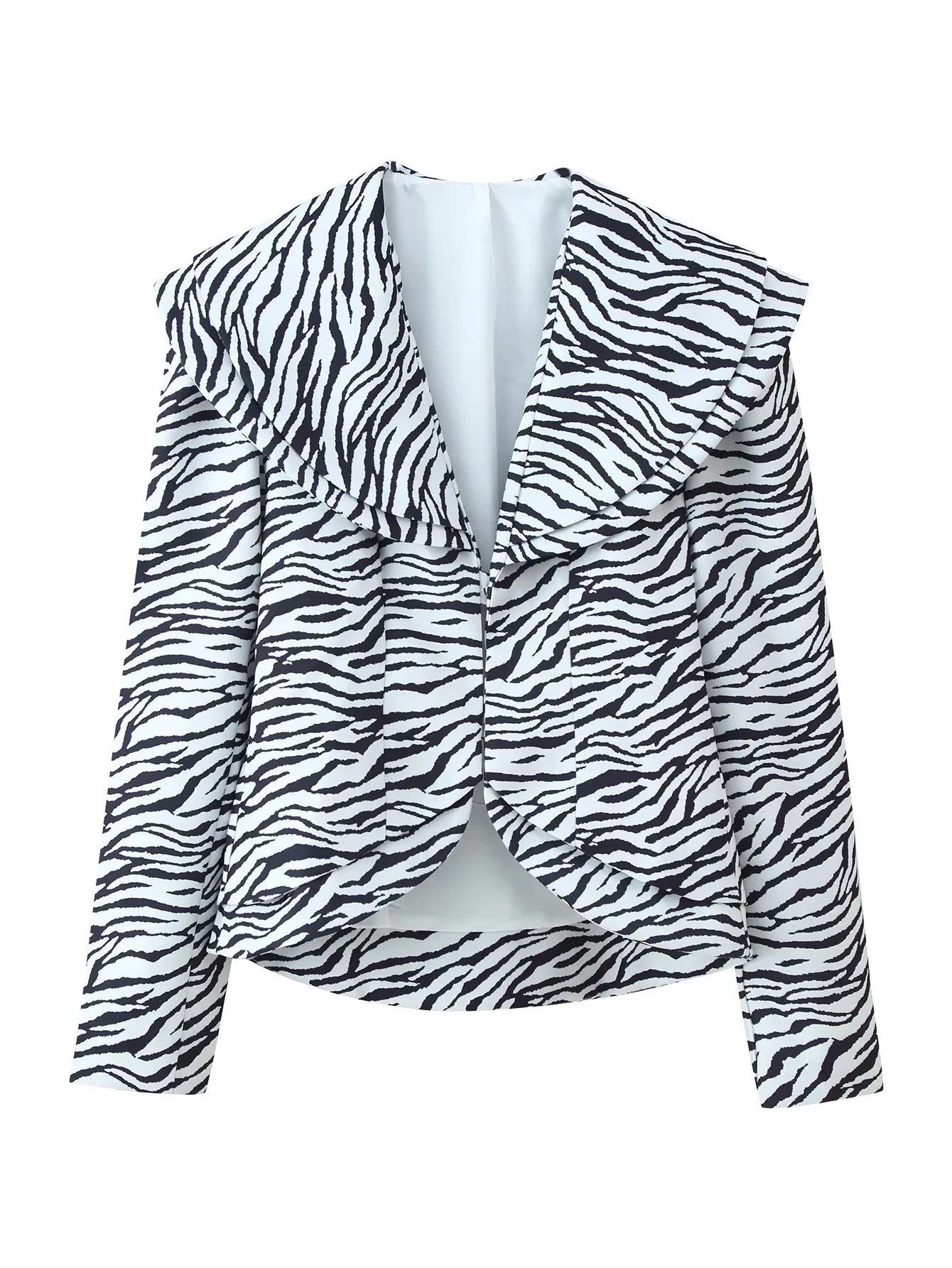 Zebra striped diagonal suit jacket+slit skirt - Image 5