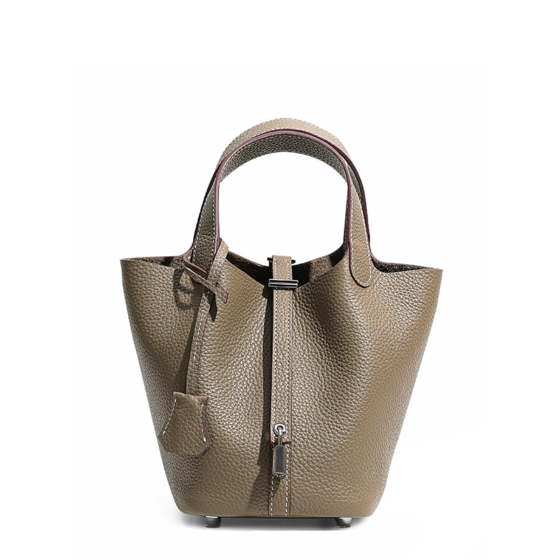 Head layer cowhide bucket bag women's leather high-end handbag - Image 6