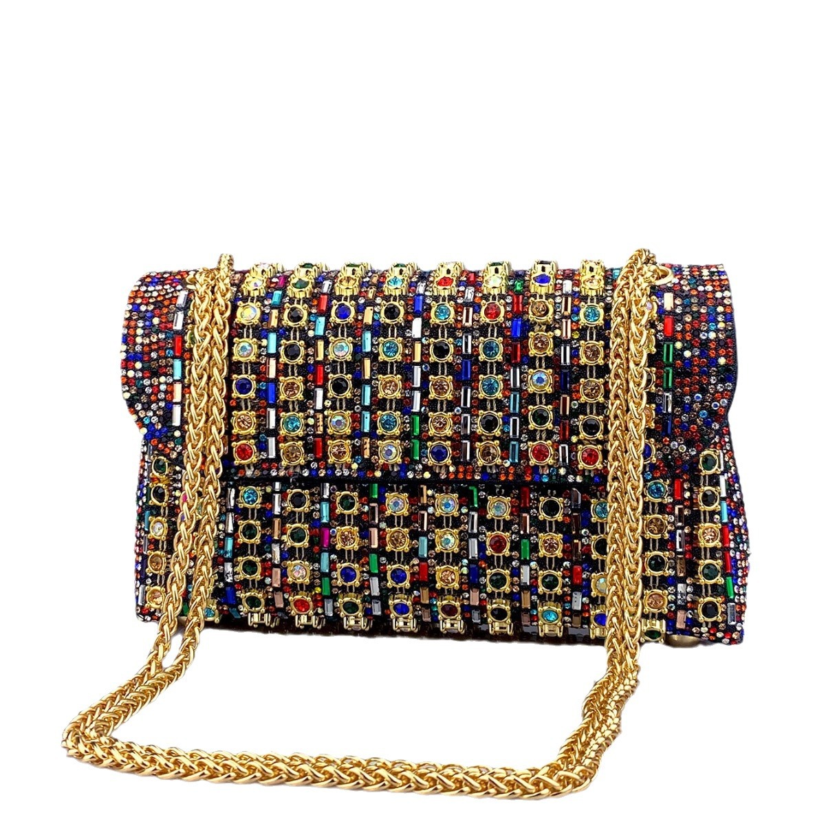 New Elegant Evening Dress Style Brooch-Adorned Clutch Bag with Rhinestones Chain Strap and Cheongsam Design for Formal Occasions - Image 5