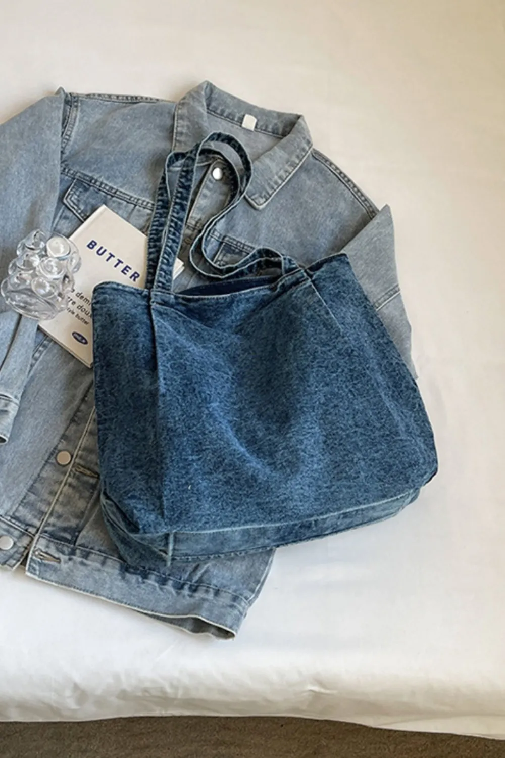 Medium Denim Tote Bag - Image 4