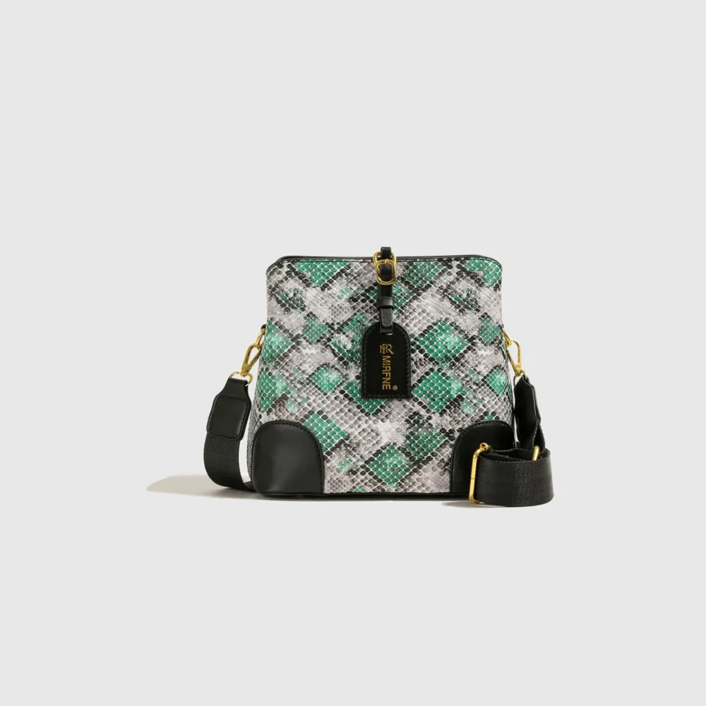 PU Leather Snakeskin Print Crossbody Bag - Image 11