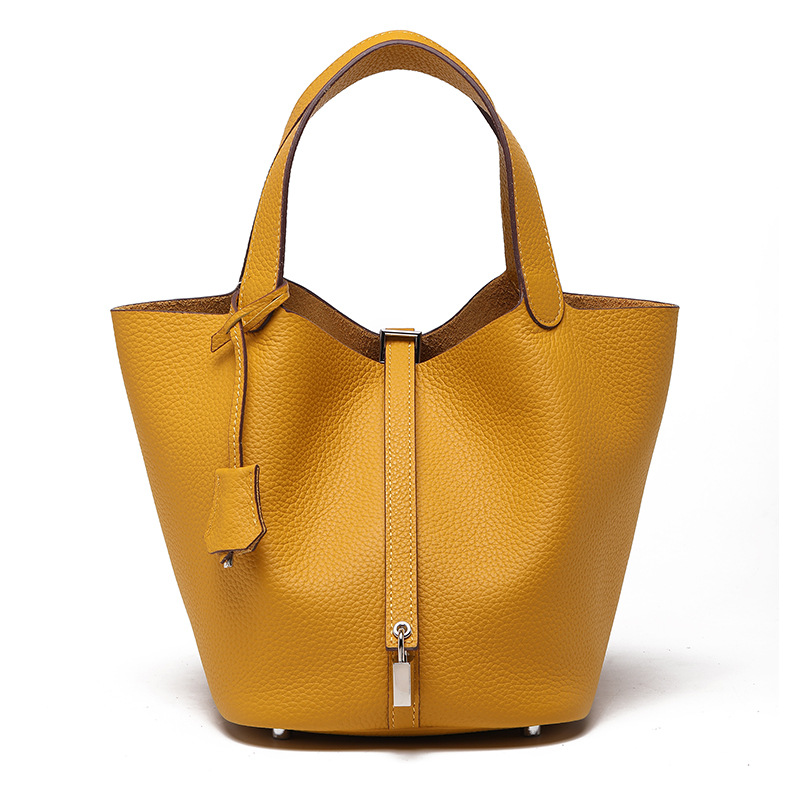 Head layer cowhide bucket bag women's leather high-end handbag - Image 14