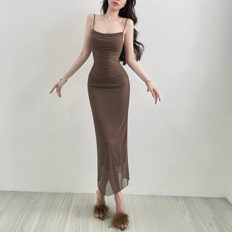 Sexy suspender mesh slim fit hip hugging dress - Image 6