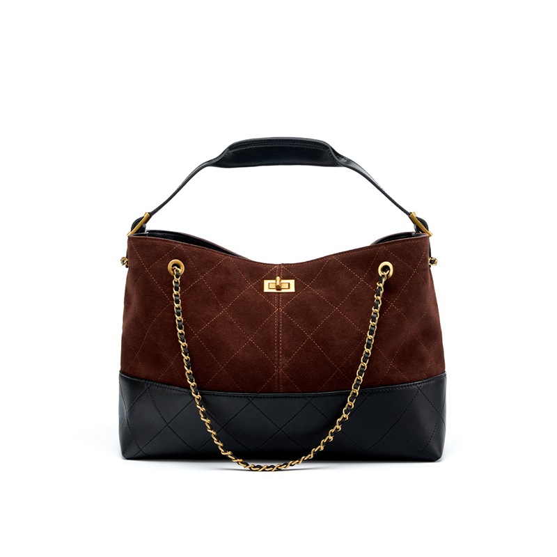 Chain shoulder crossbody leather tote bag suede handbag - Image 7