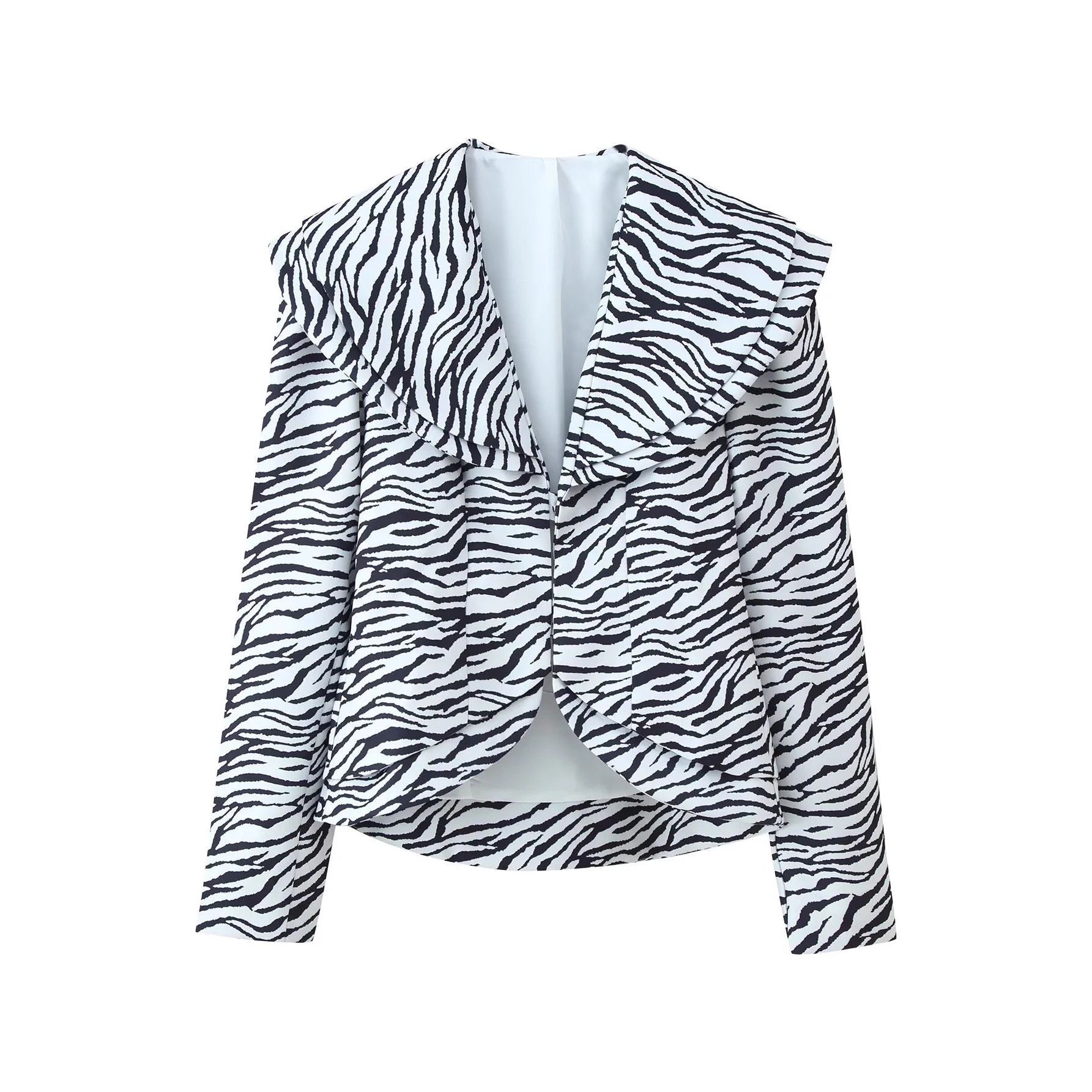 Zebra striped diagonal suit jacket+slit skirt - Image 2