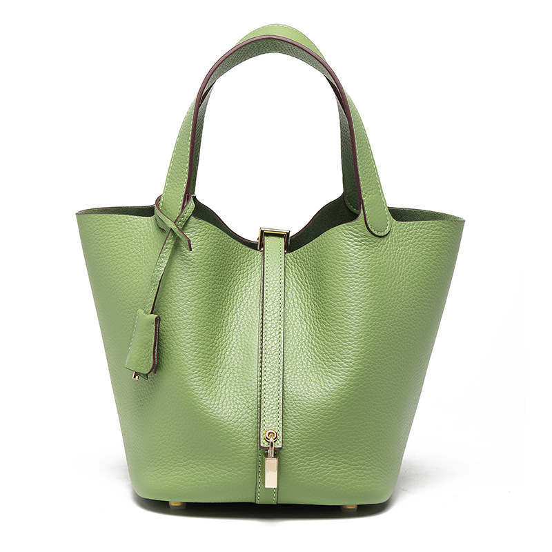 Head layer cowhide bucket bag women's leather high-end handbag - Image 30