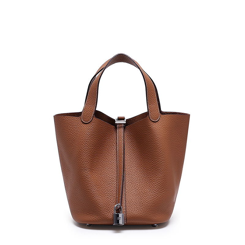Head layer cowhide bucket bag women's leather high-end handbag - Image 23