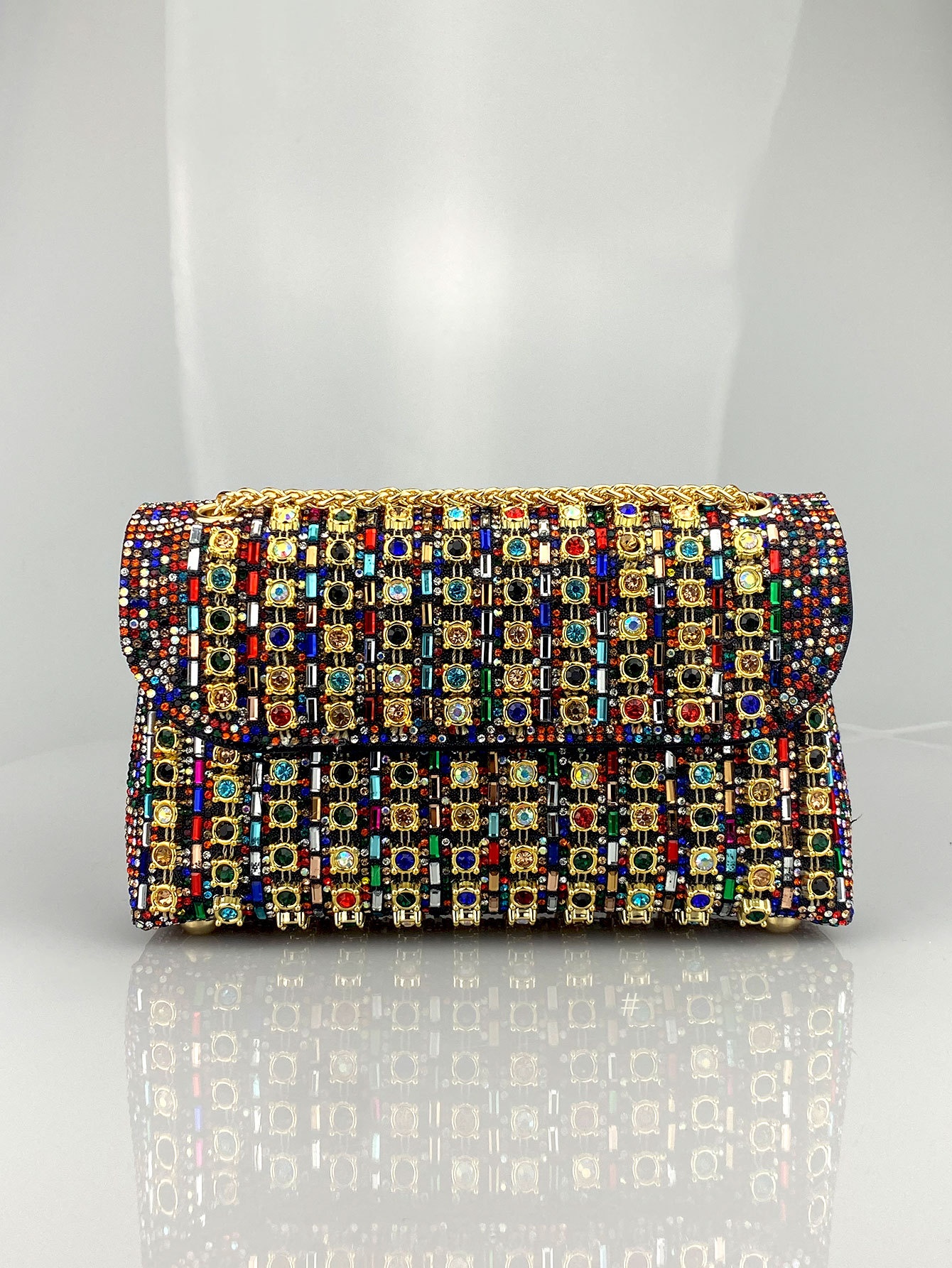 New Elegant Evening Dress Style Brooch-Adorned Clutch Bag with Rhinestones Chain Strap and Cheongsam Design for Formal Occasions - Image 6