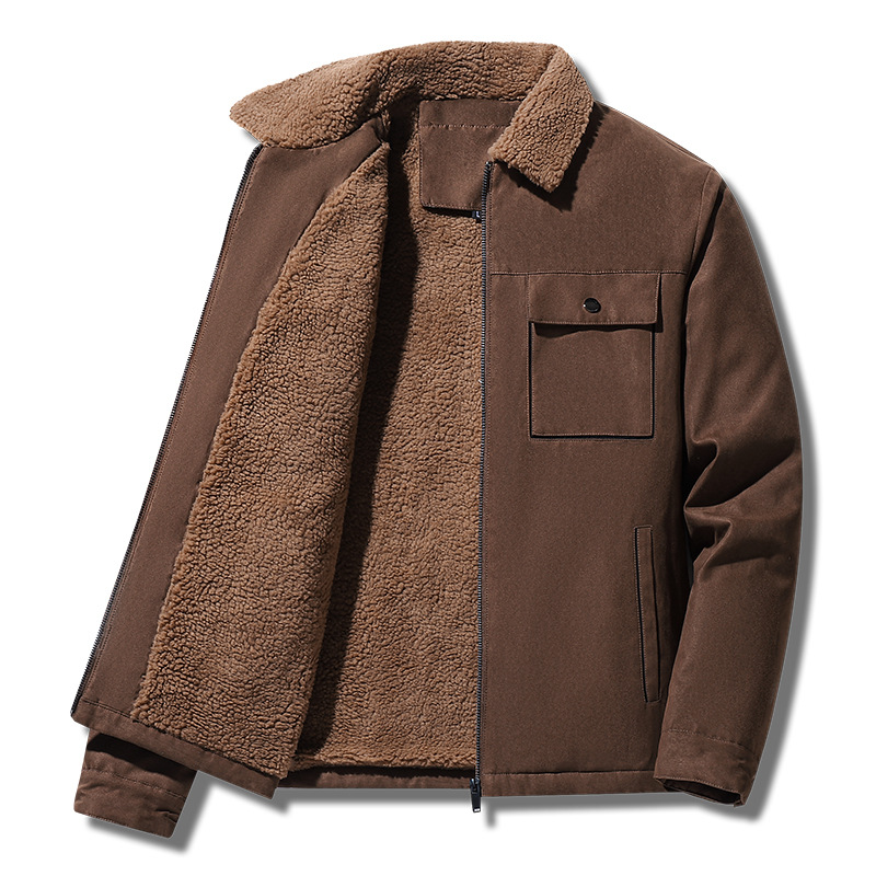 Suede and Velvet Thick Jacket for Middle aged and Elderly Men - Image 5