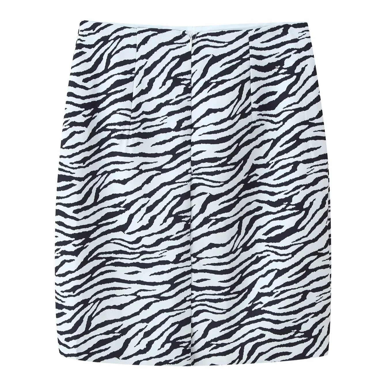 Zebra striped diagonal suit jacket+slit skirt - Image 4
