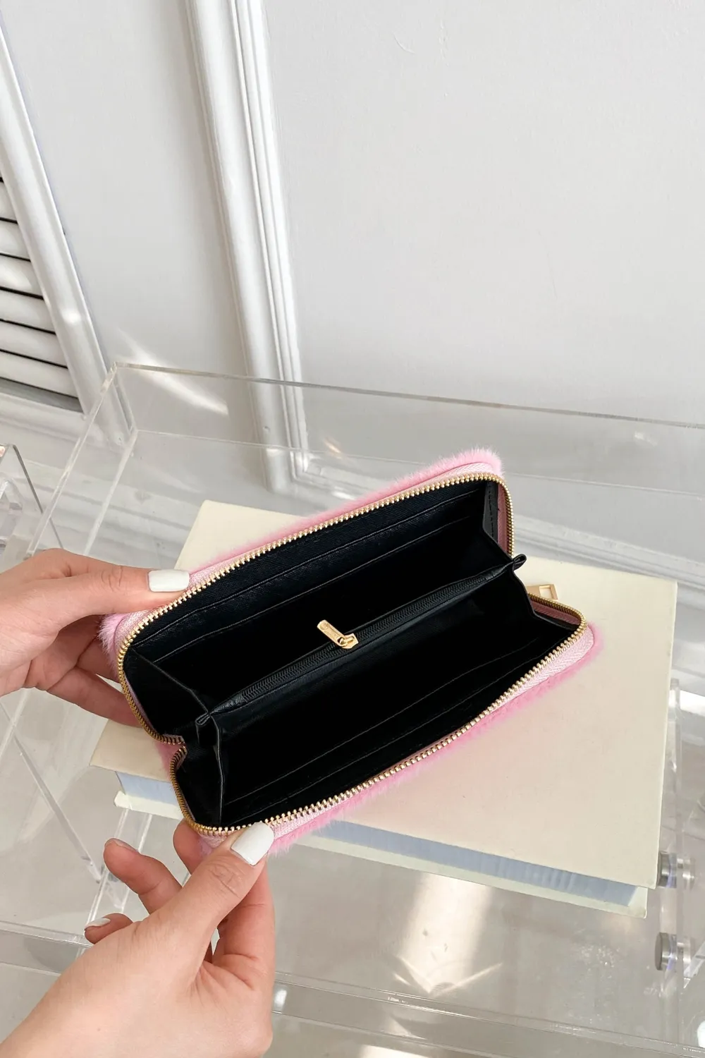 Solid Color Fluff Rectangle Wallet - Image 20