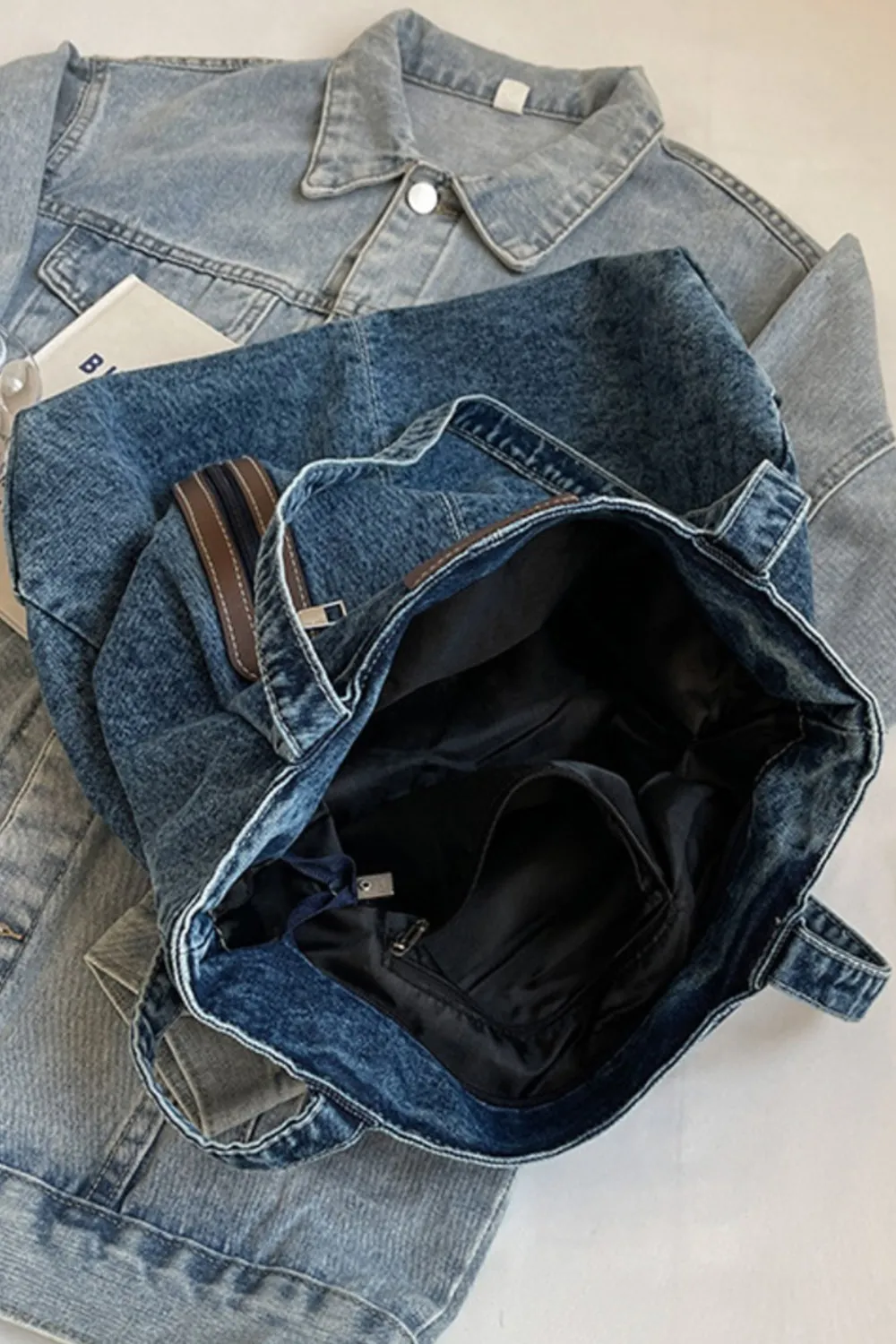 Medium Denim Tote Bag - Image 3