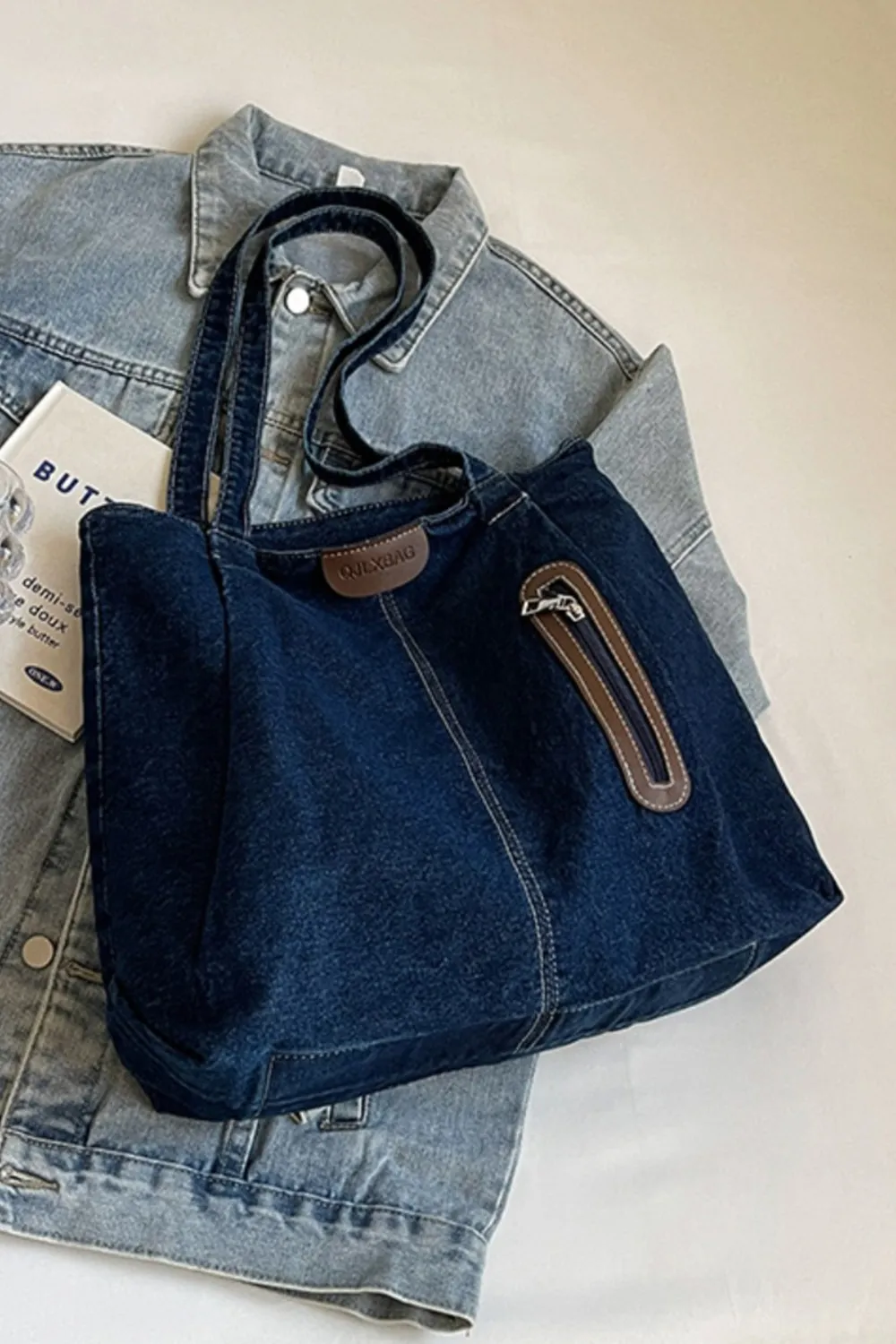 Medium Denim Tote Bag - Image 15