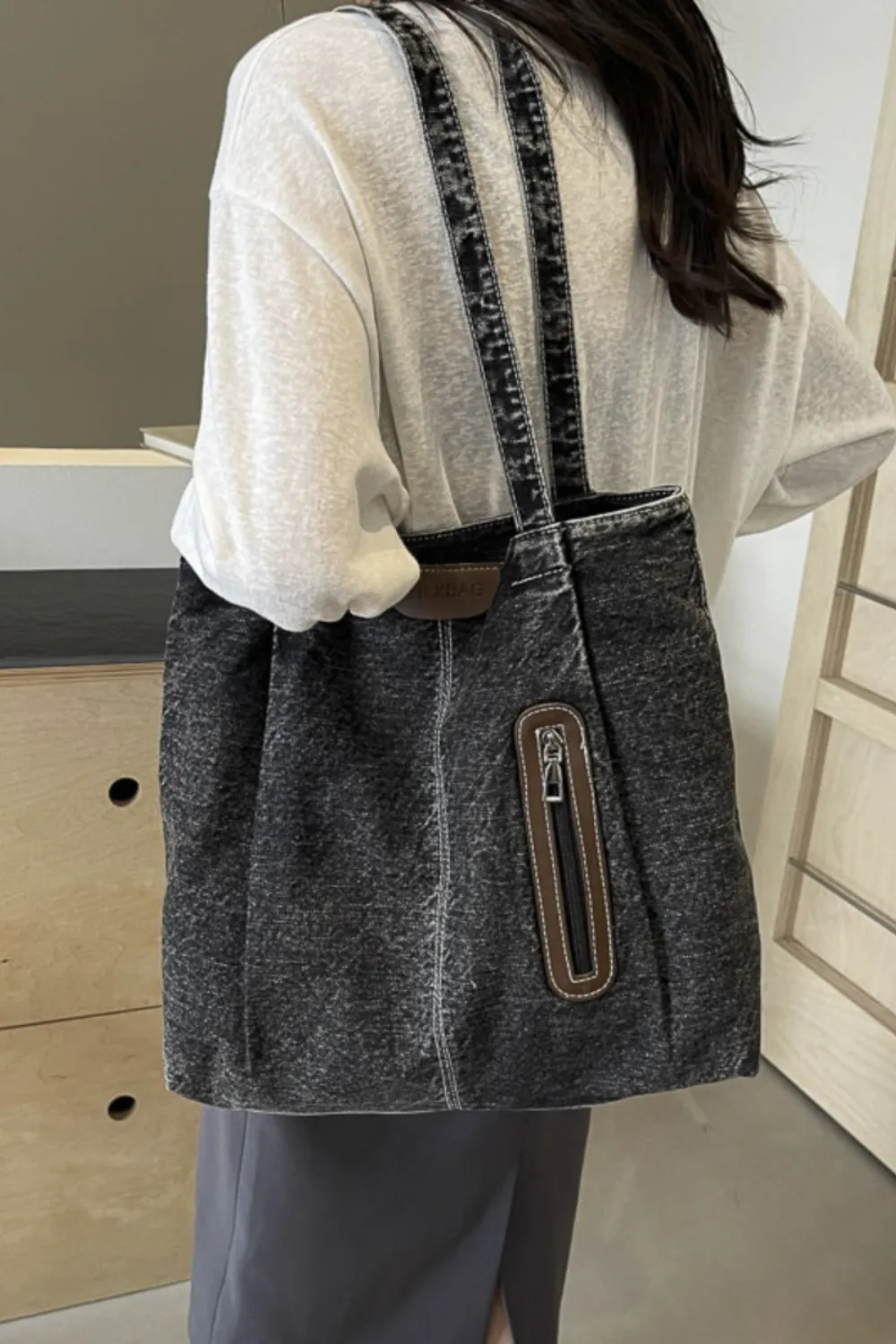 Medium Denim Tote Bag - Image 12