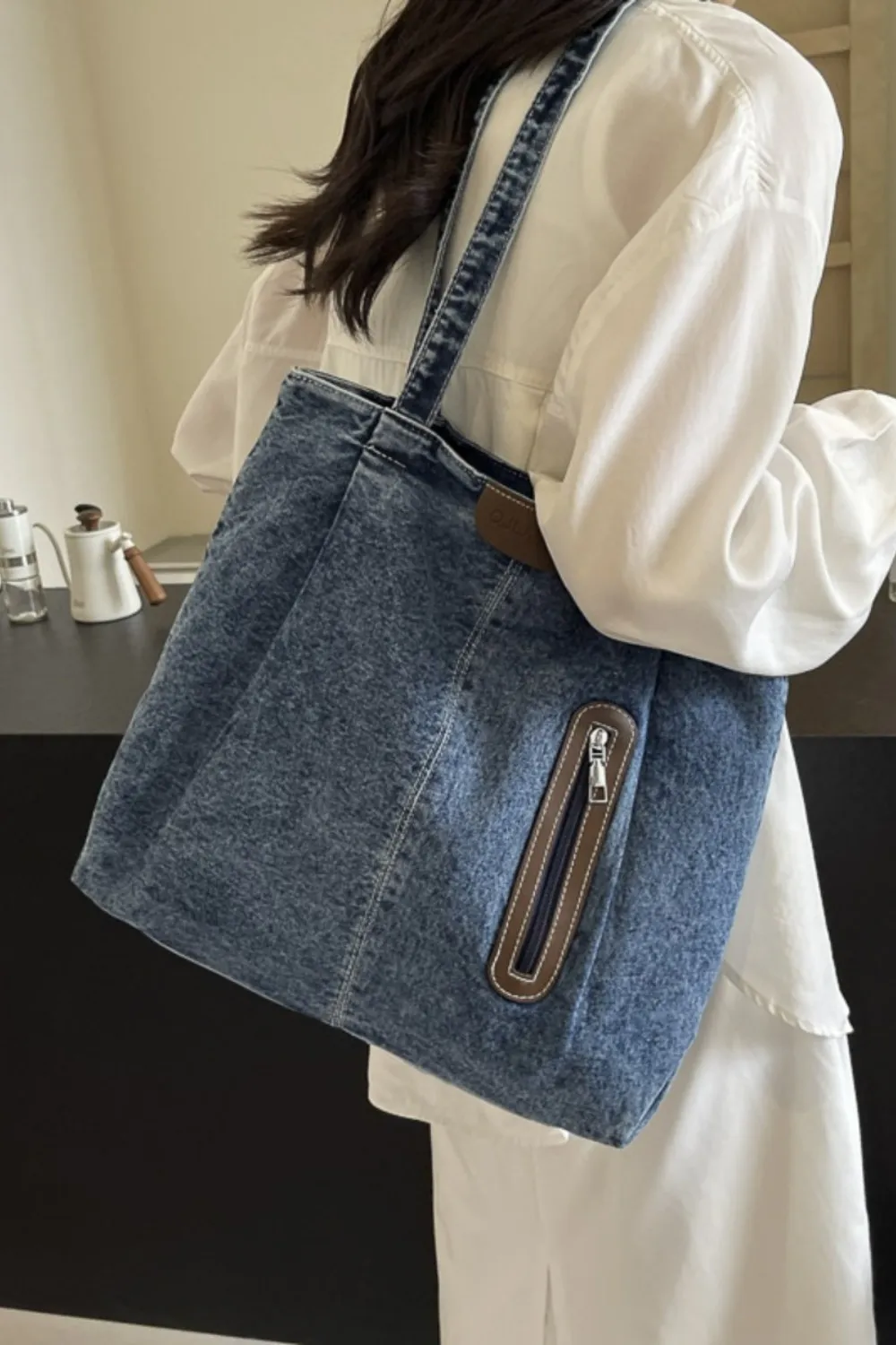 Medium Denim Tote Bag - Image 5