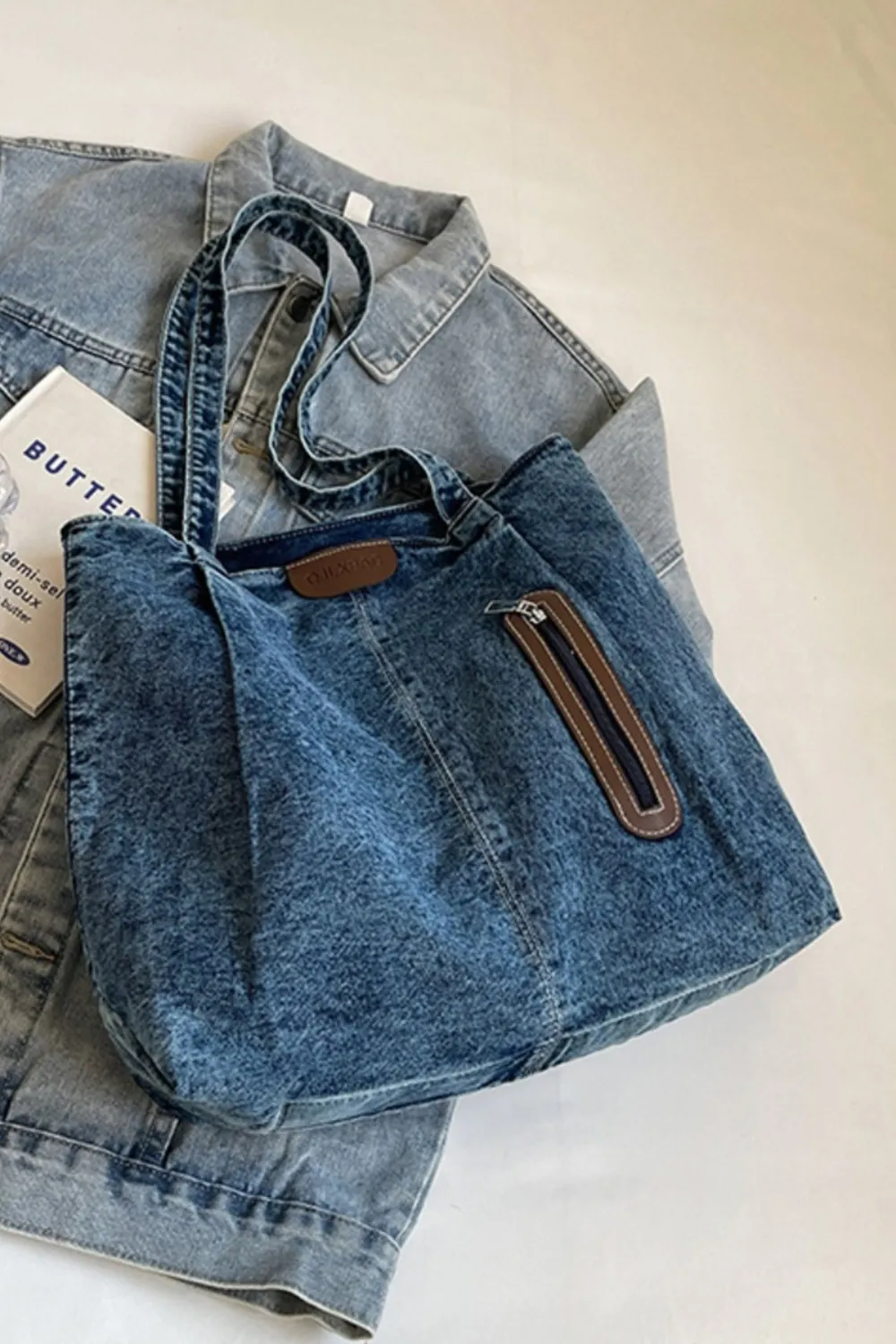 Medium Denim Tote Bag - Image 2