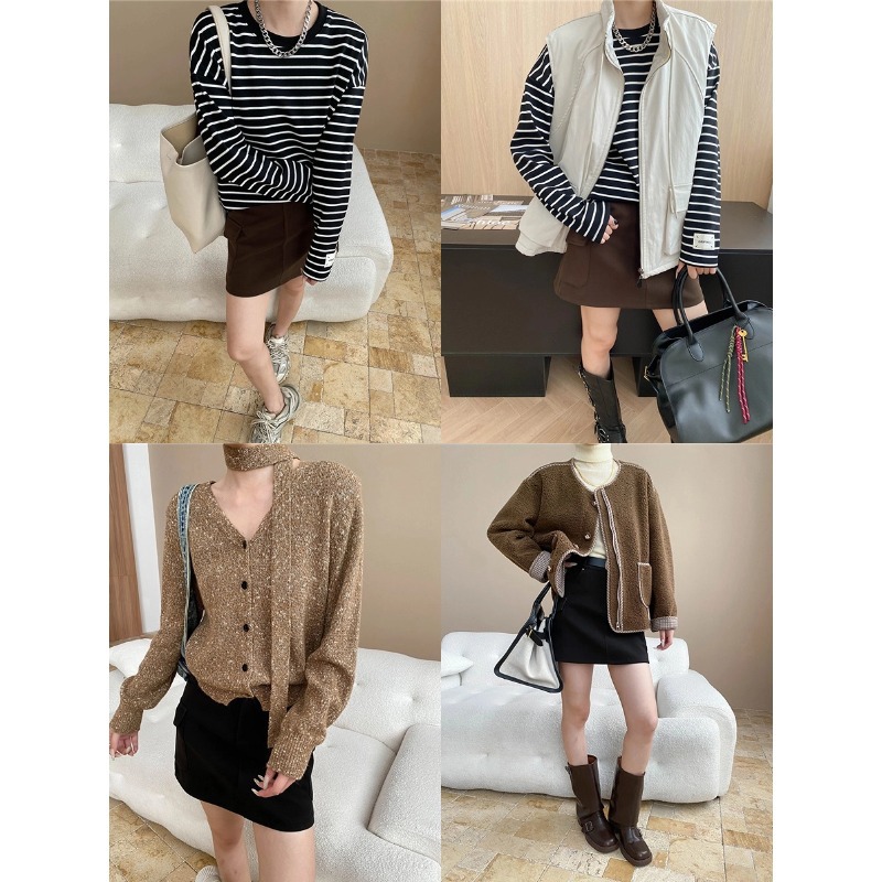South Point Atmosphere Street Minimalist Solid Color High-Waisted A-Line Slimming Utility Style Wool Blend Mini Skirt - Image 2