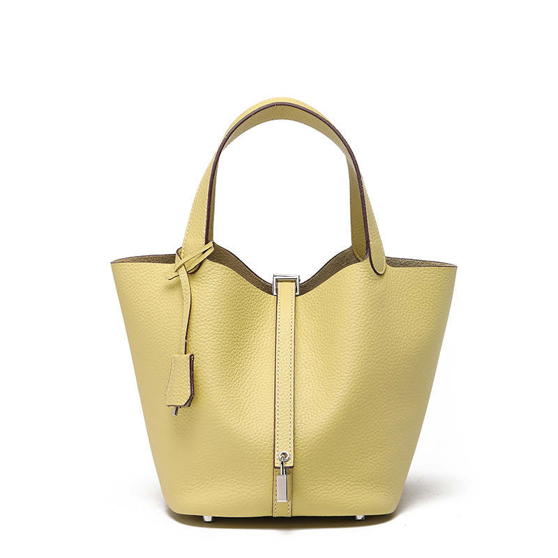 Head layer cowhide bucket bag women's leather high-end handbag - Image 25