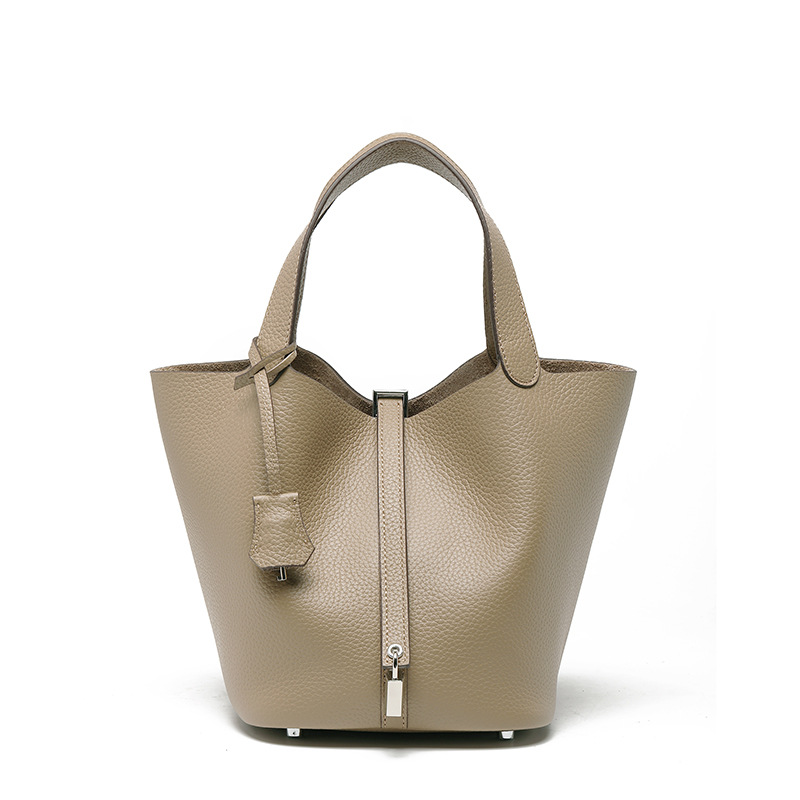 Head layer cowhide bucket bag women's leather high-end handbag - Image 21