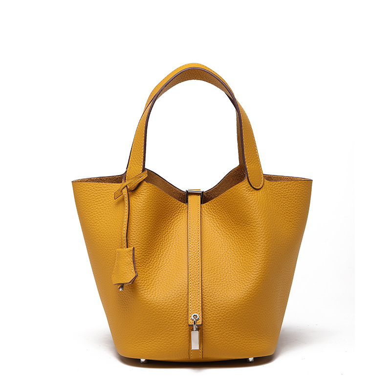Head layer cowhide bucket bag women's leather high-end handbag - Image 13