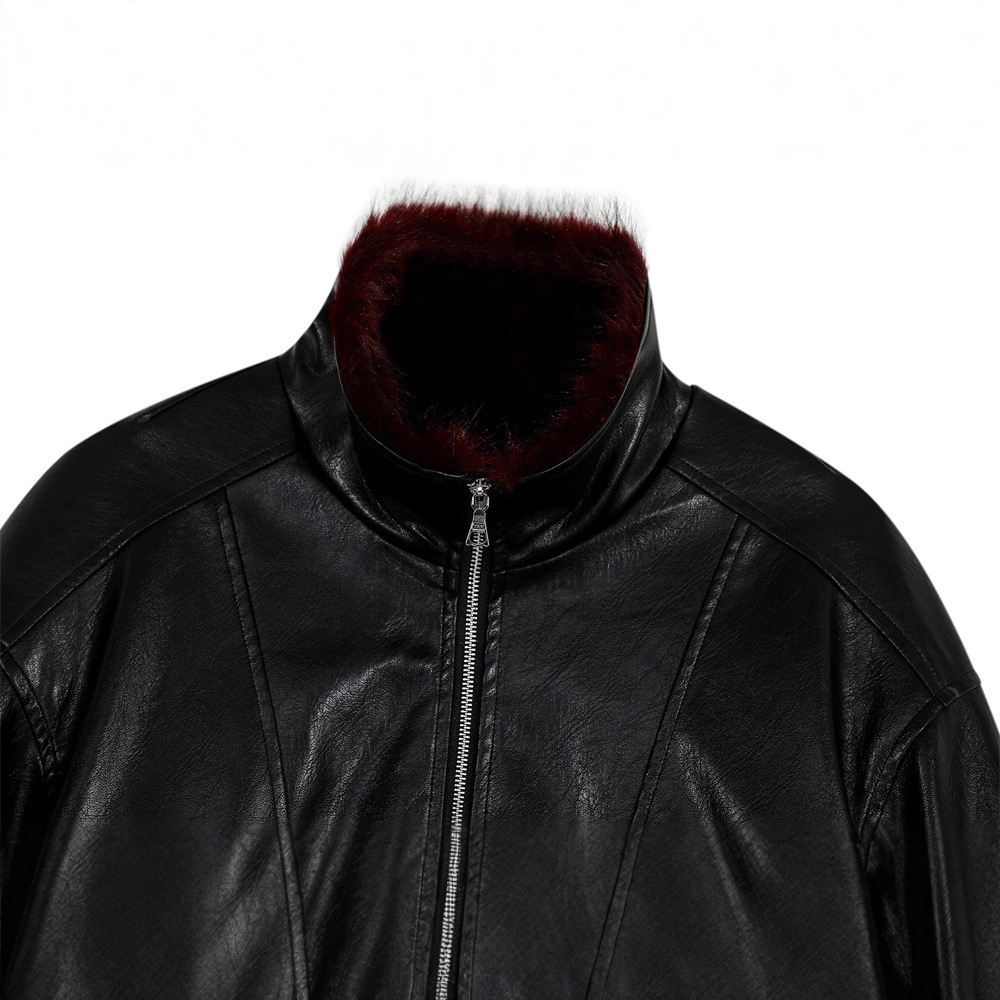 Street Style Men's Cotton Jacket, Stand Collar, Patchwork Pleated Design, Trendy Loose Fit, Versatile Outerwear Top - Image 2