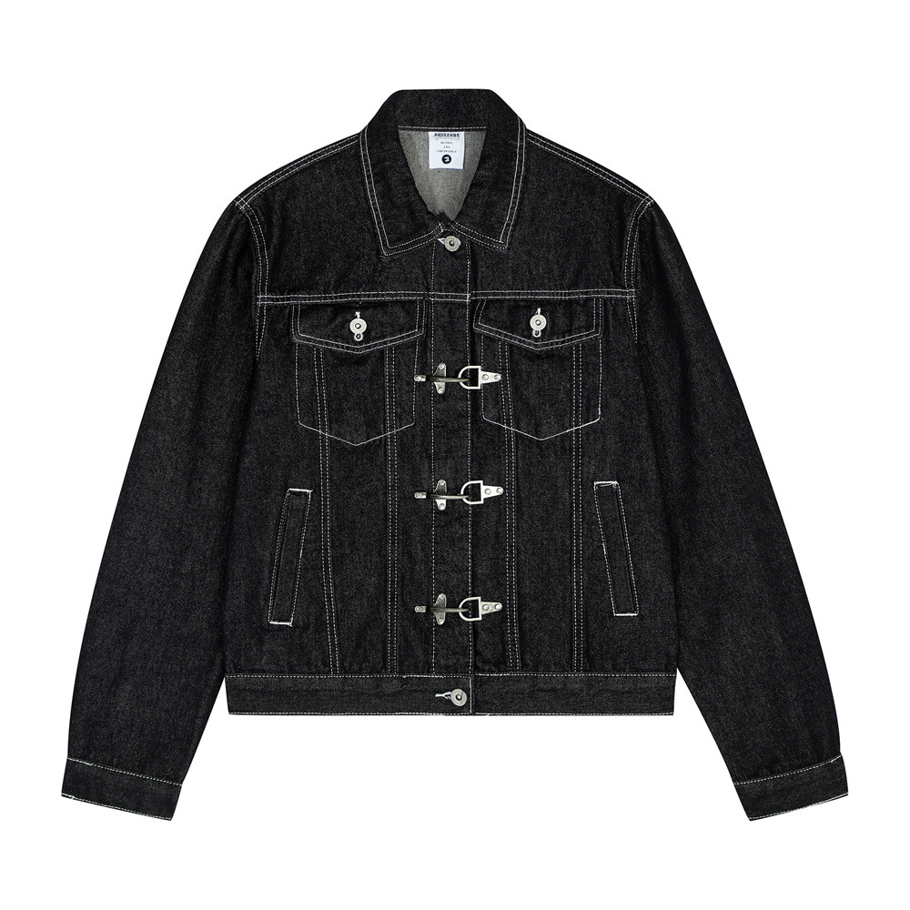 Urban Street Style Men's Jacket, Turn-Down Collar, Multi-Pocket Workwear Jacket, Loose Fit, Trendy Brand, Men's Outerwear