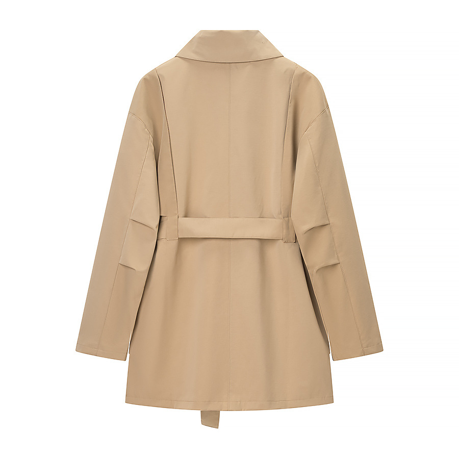 Khaki medium long lapel waist tied windbreaker jacket - Image 2